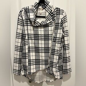 My Beloved High Low Zip Jacket Black/White Plaid Size L EUC